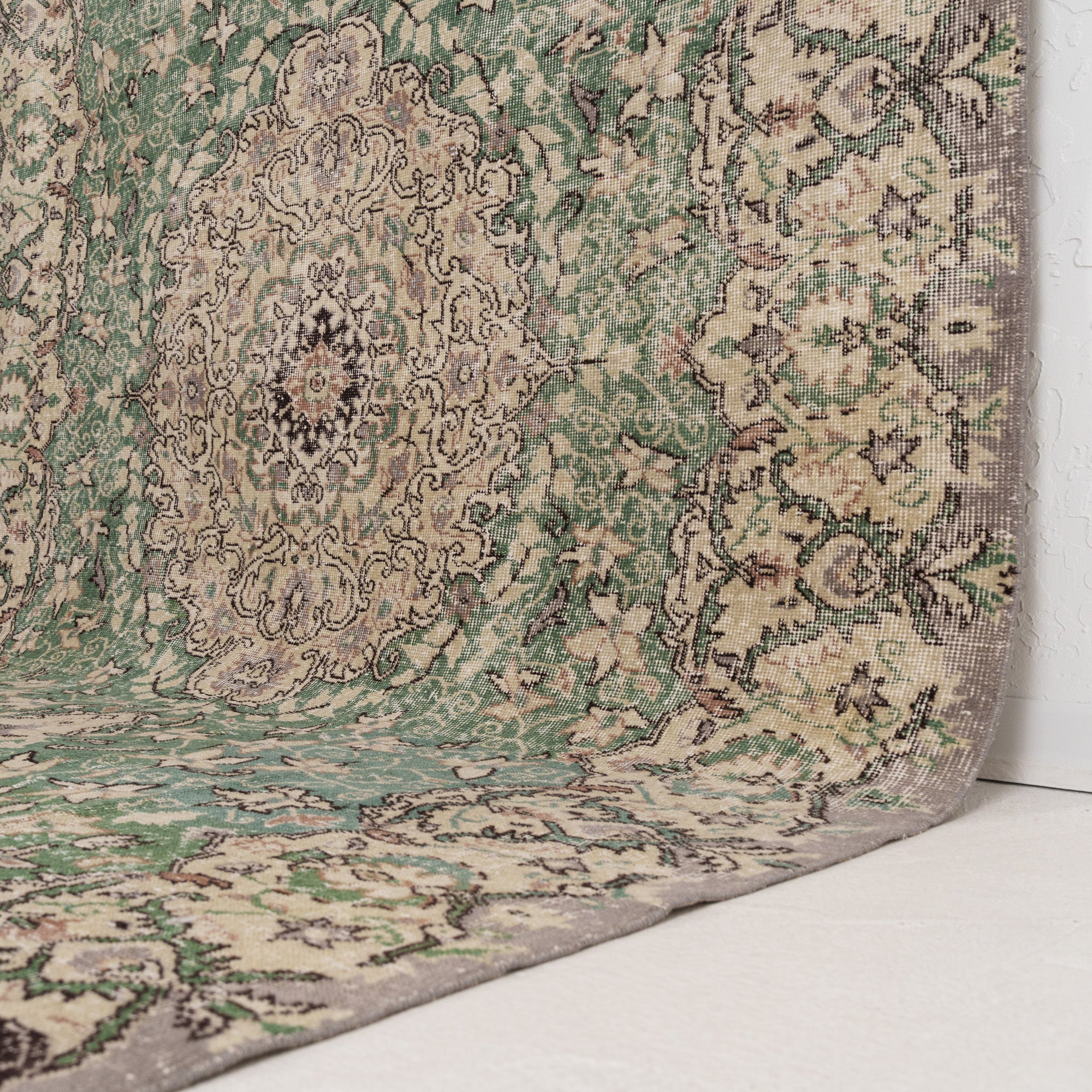 Green and Beige Area Wool Rug