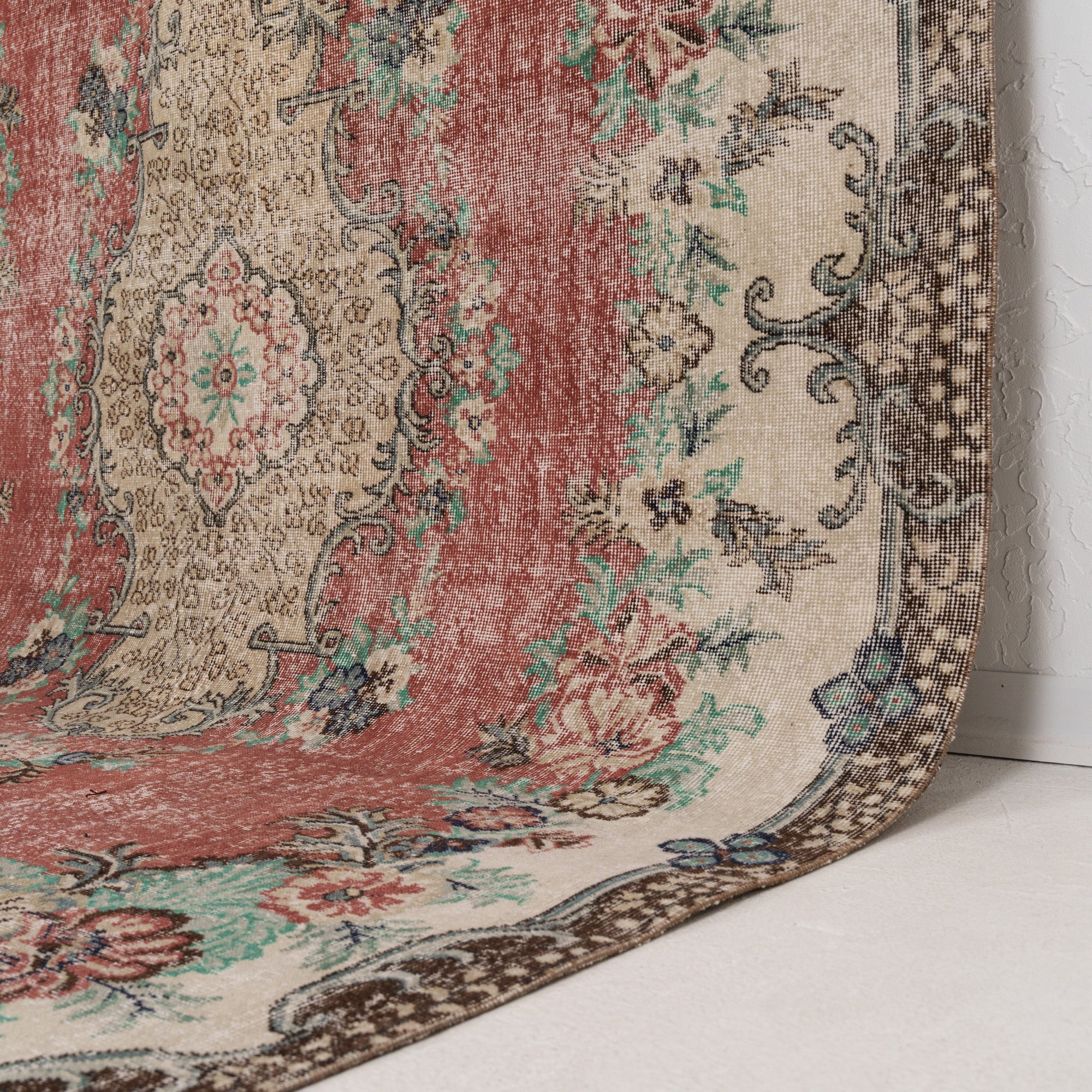 Red and Green Area Wool Rug
