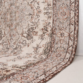 Beige and Pink Area Wool Rug