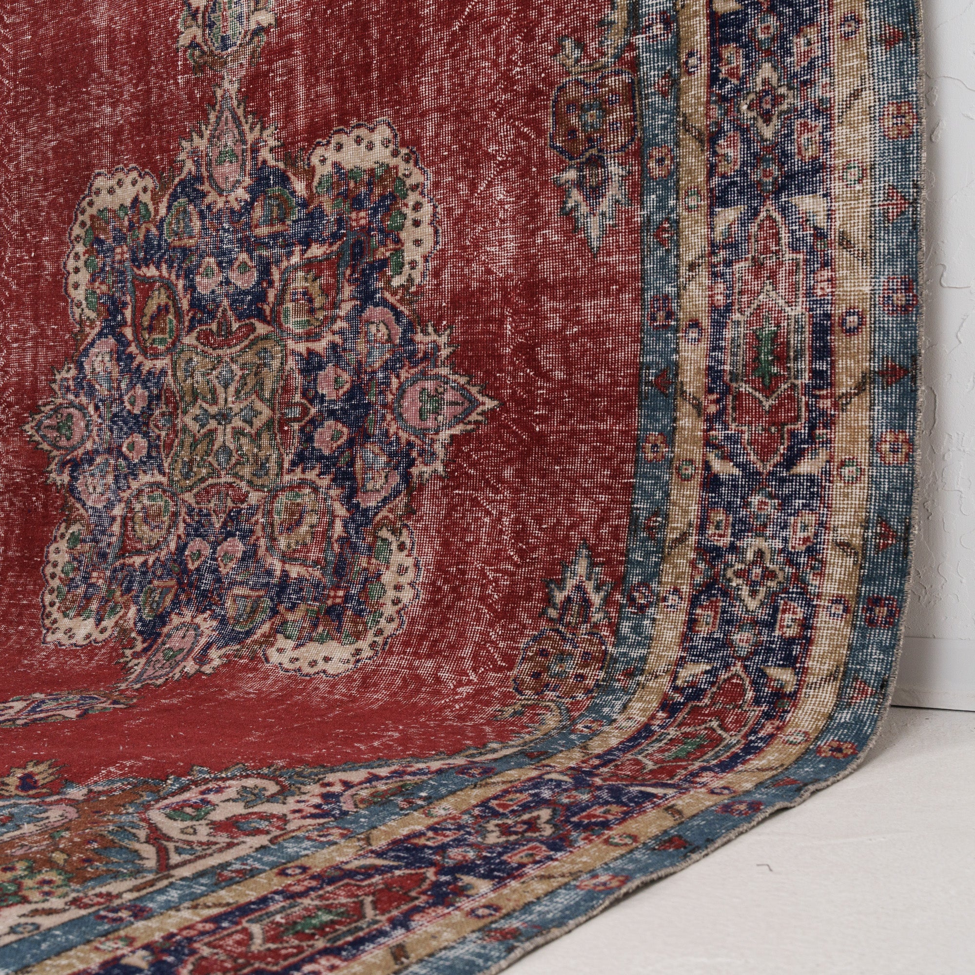 Red and Blue Area Wool Rug