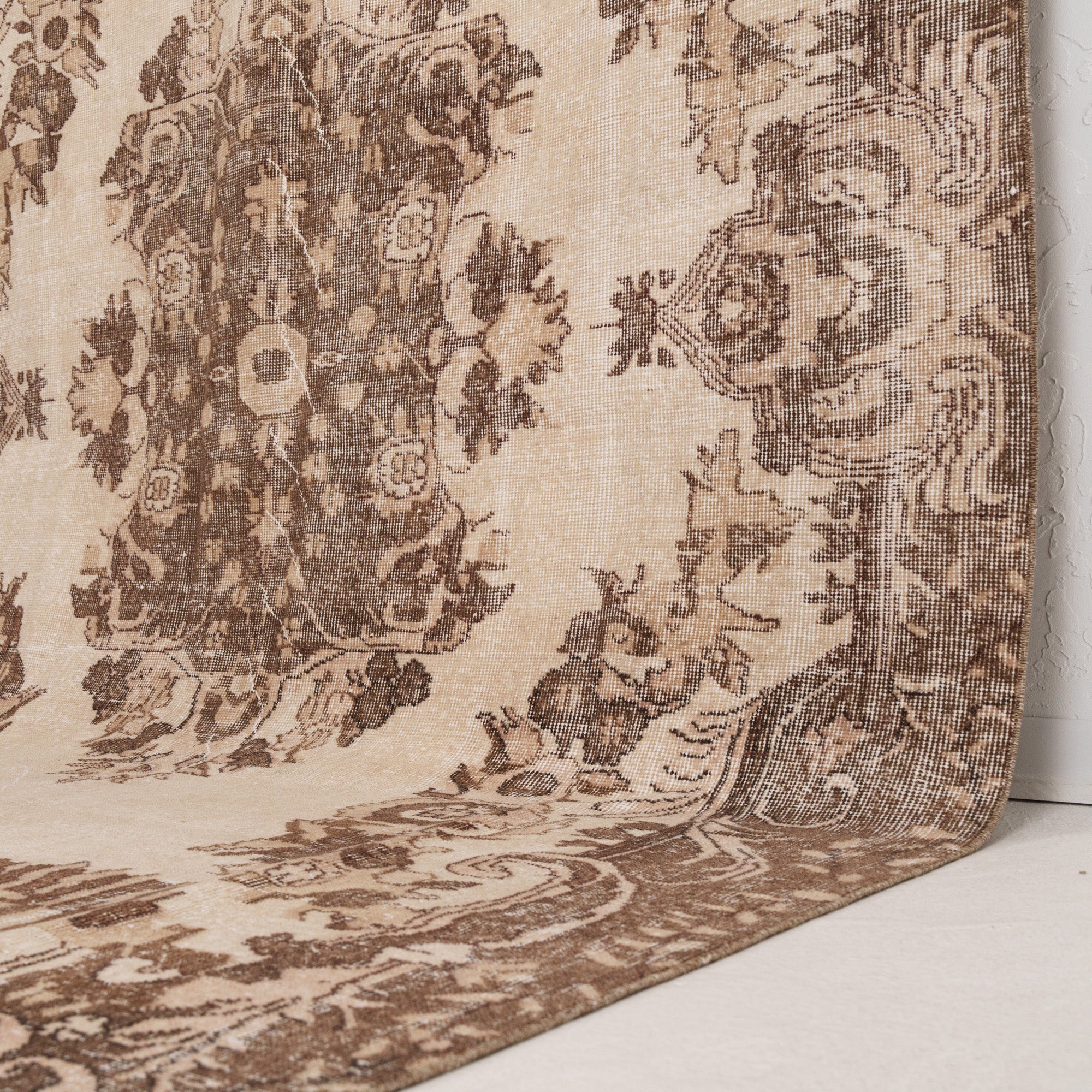 Beige and Brown Area Wool Rug