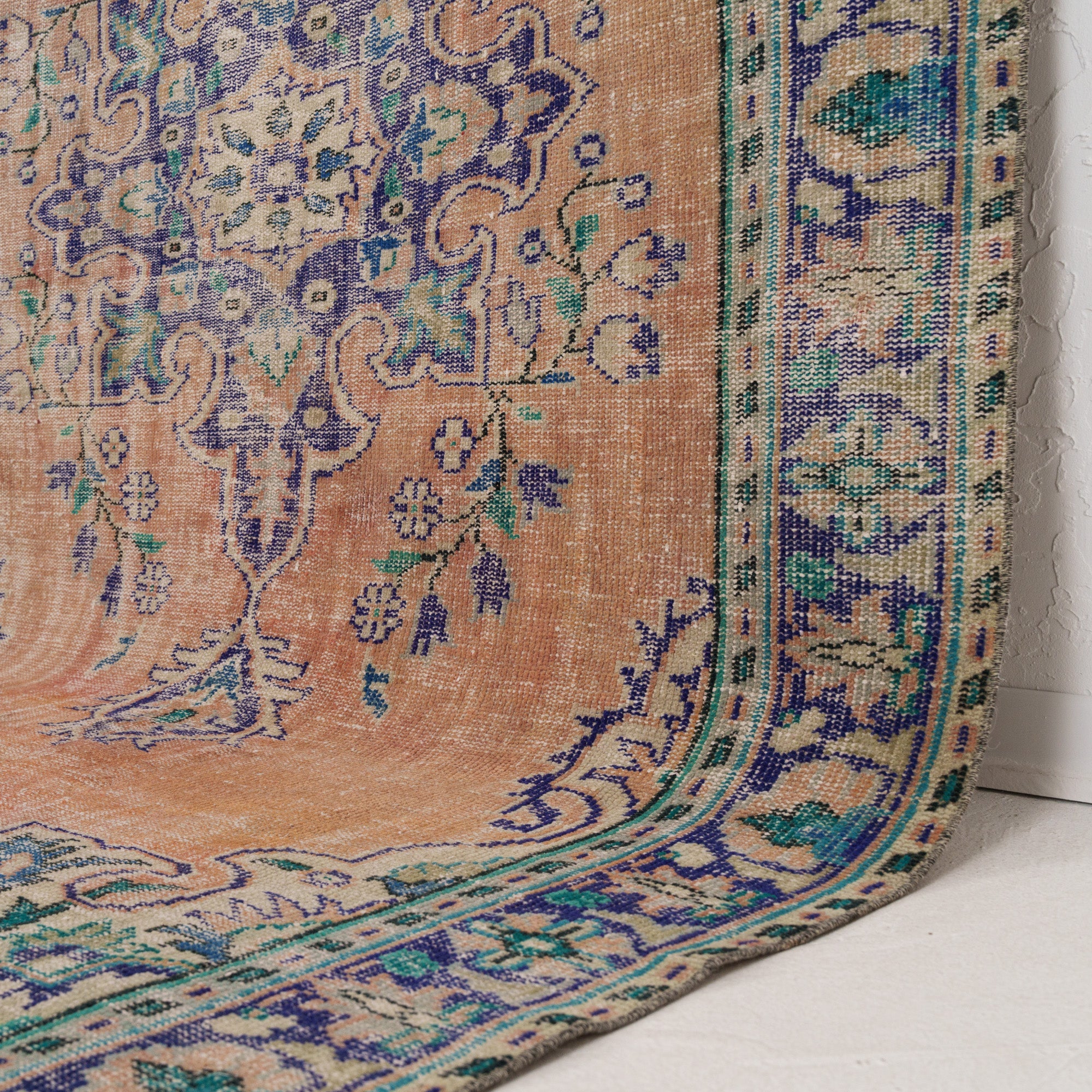 Orange and Blue Area Wool Rug
