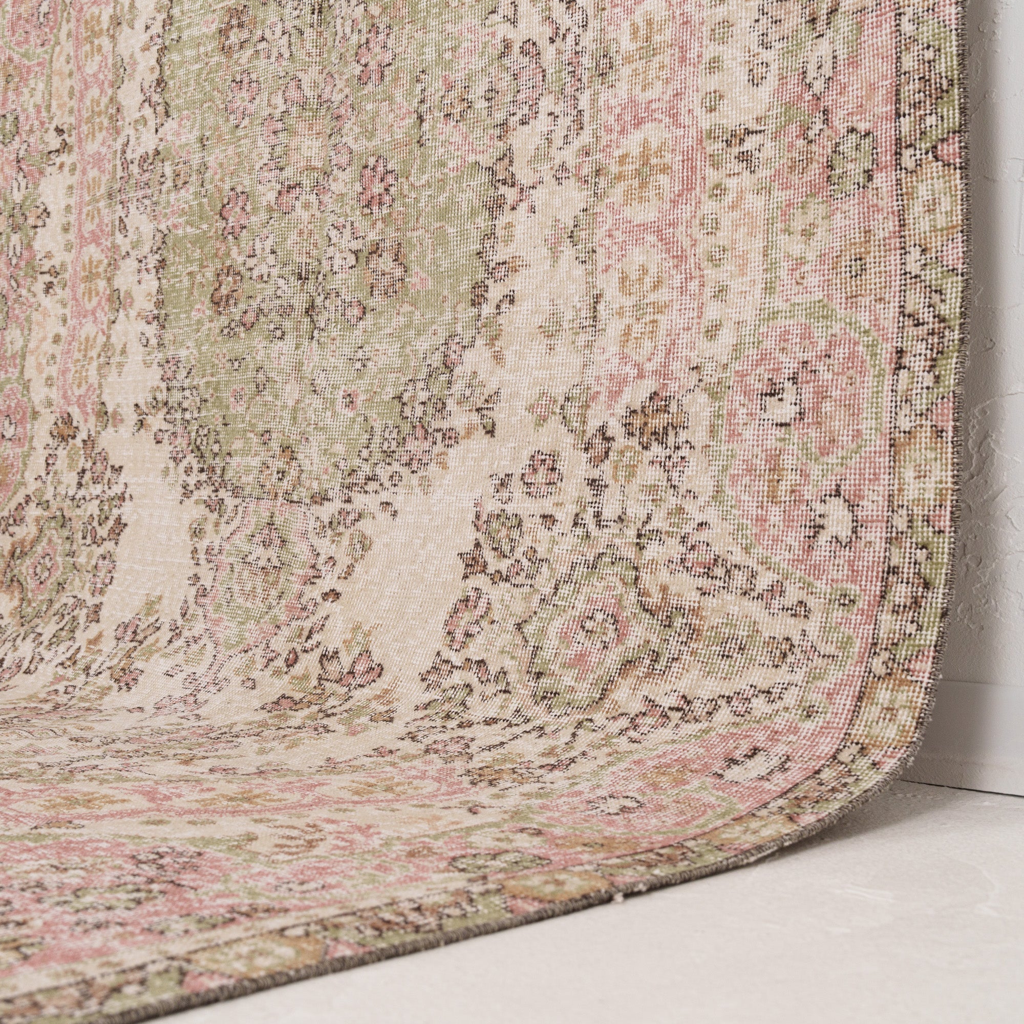 Beige and Pink Area Wool Rug