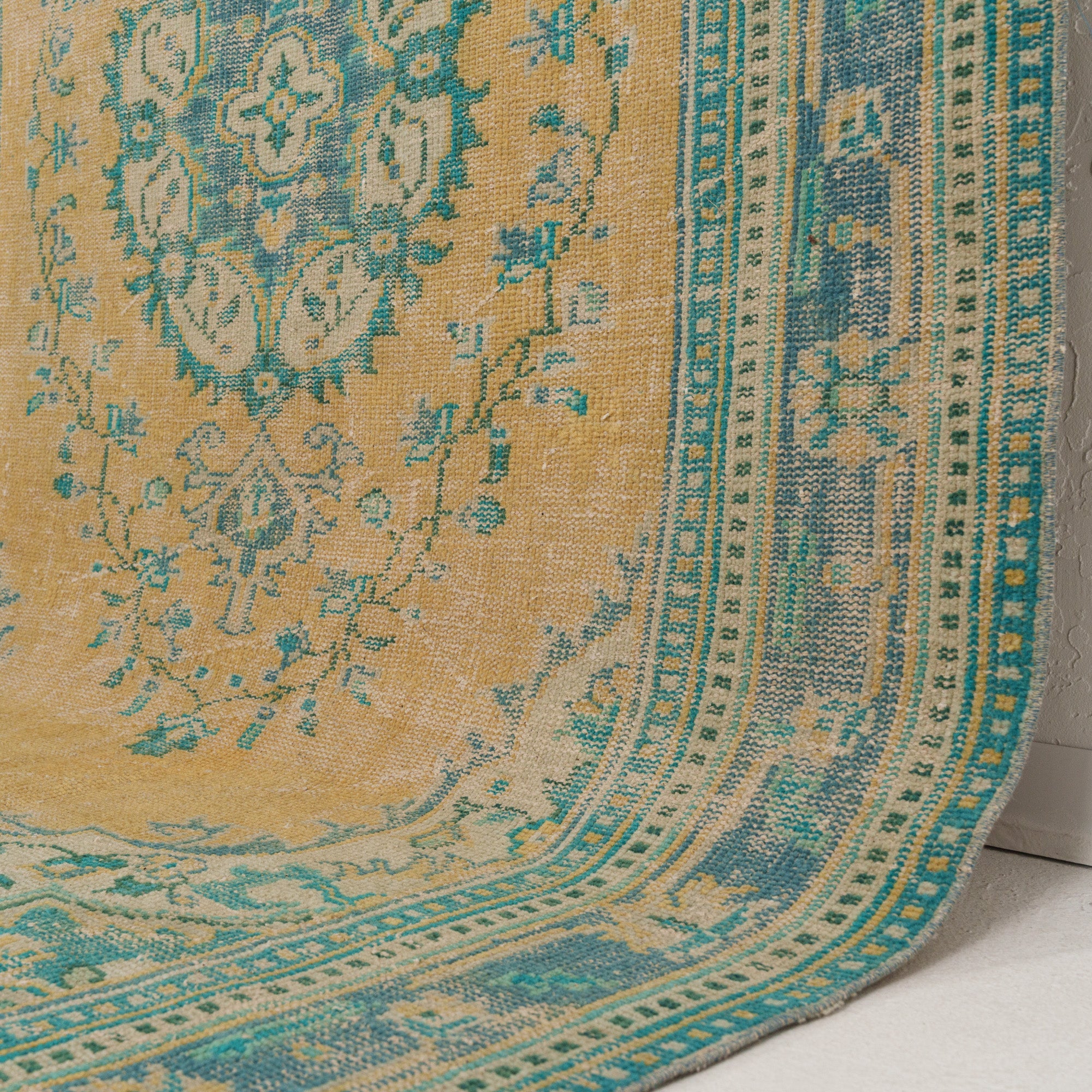 Orange and Green Area Wool Rug