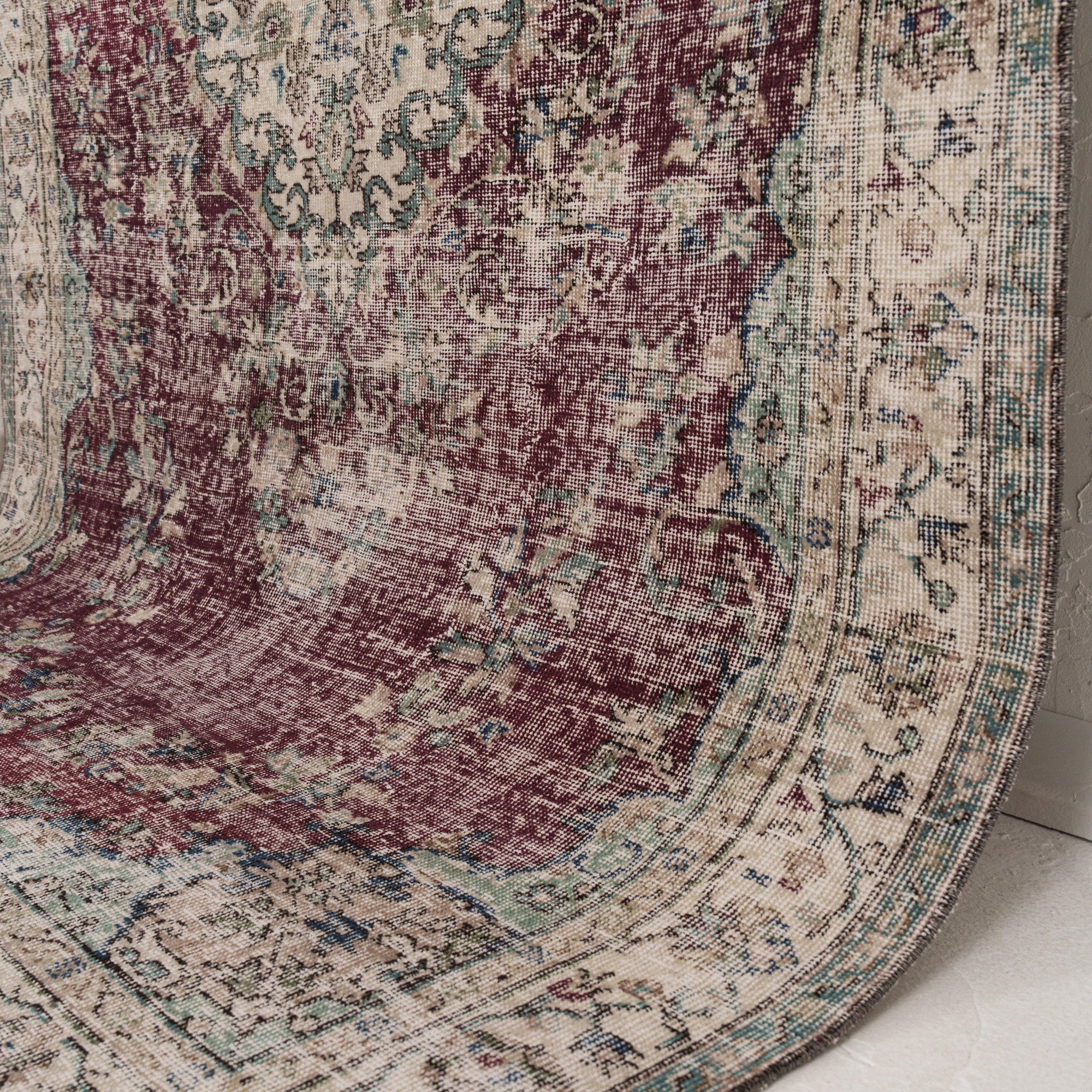 Red and Green Area Wool Rug