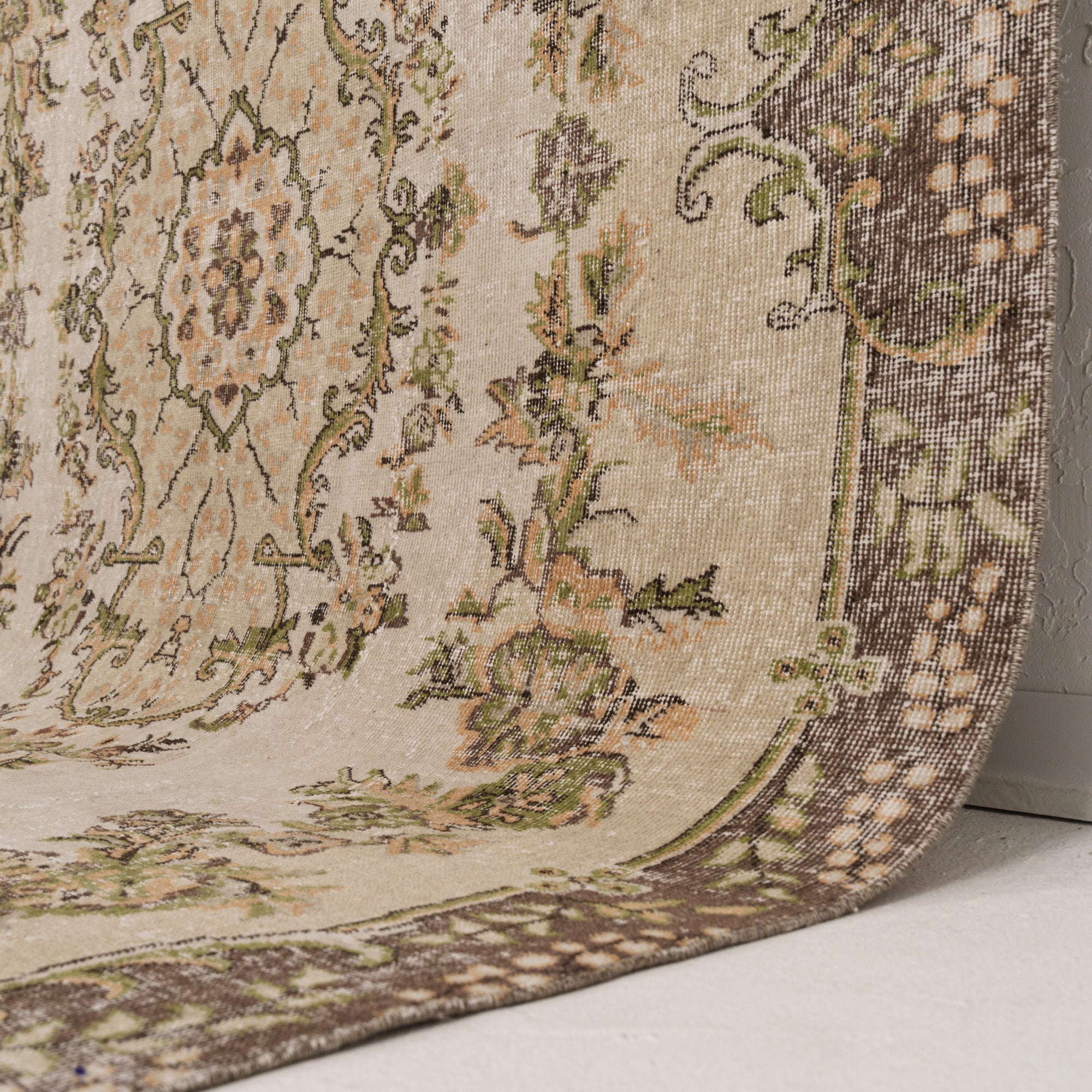 Beige and Brown Area Wool Rug