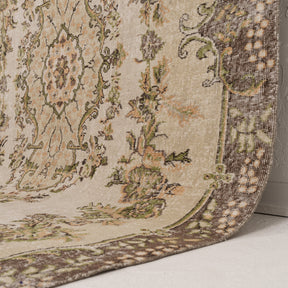 Beige and Brown Area Wool Rug