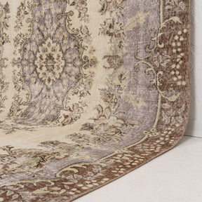 Beige and Purple Area Wool Rug