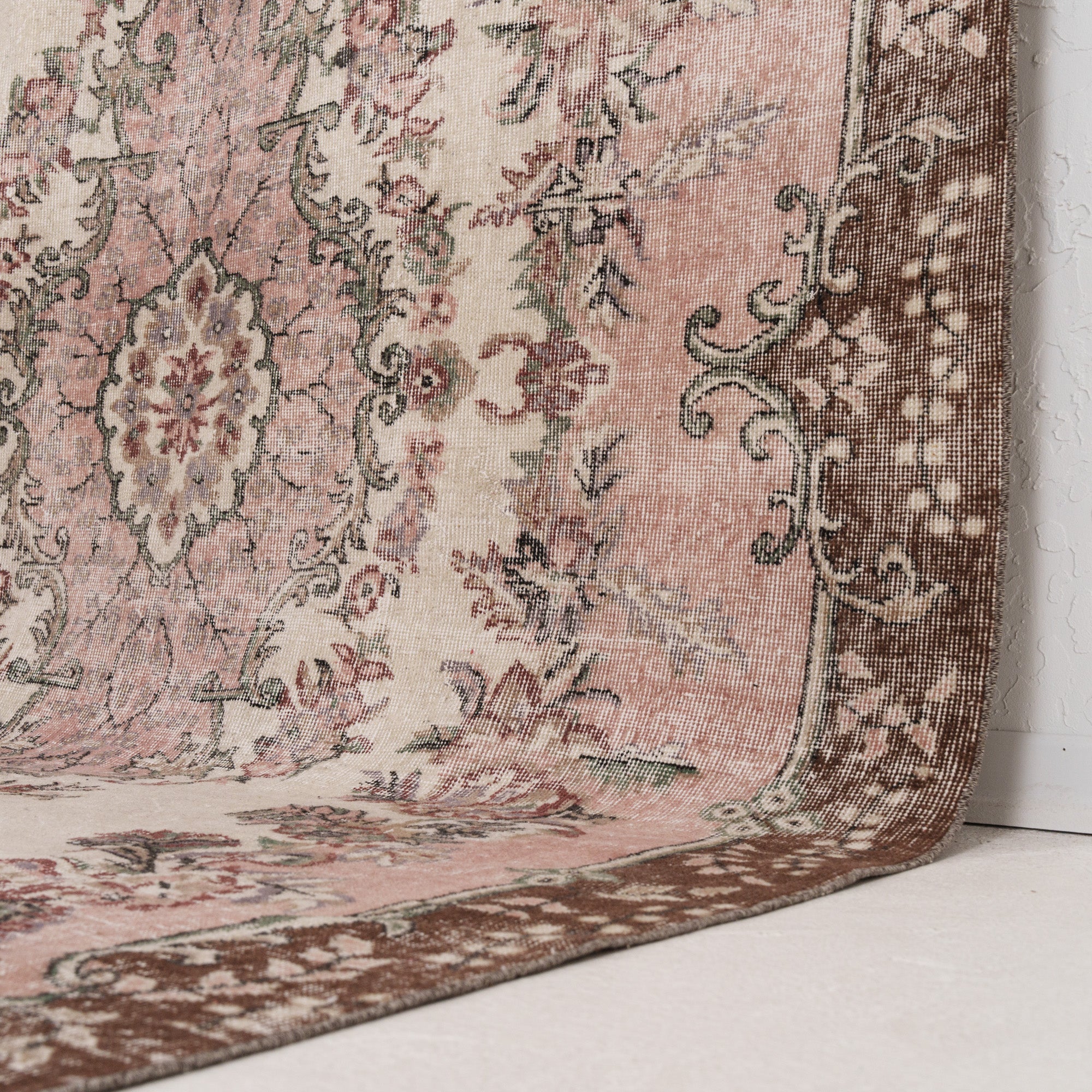 Beige and Pink Area Wool Rug