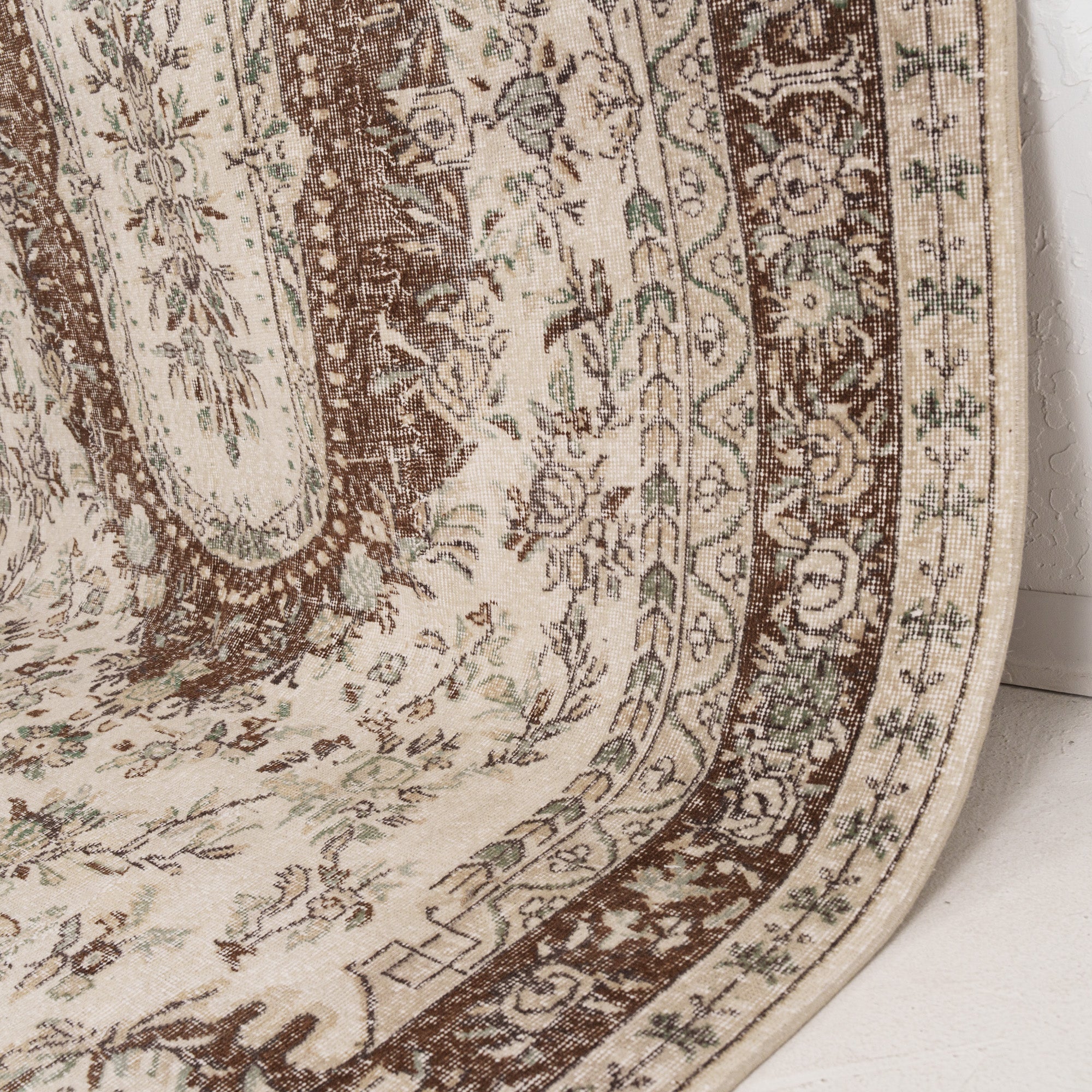 Beige and Brown Area Wool Rug