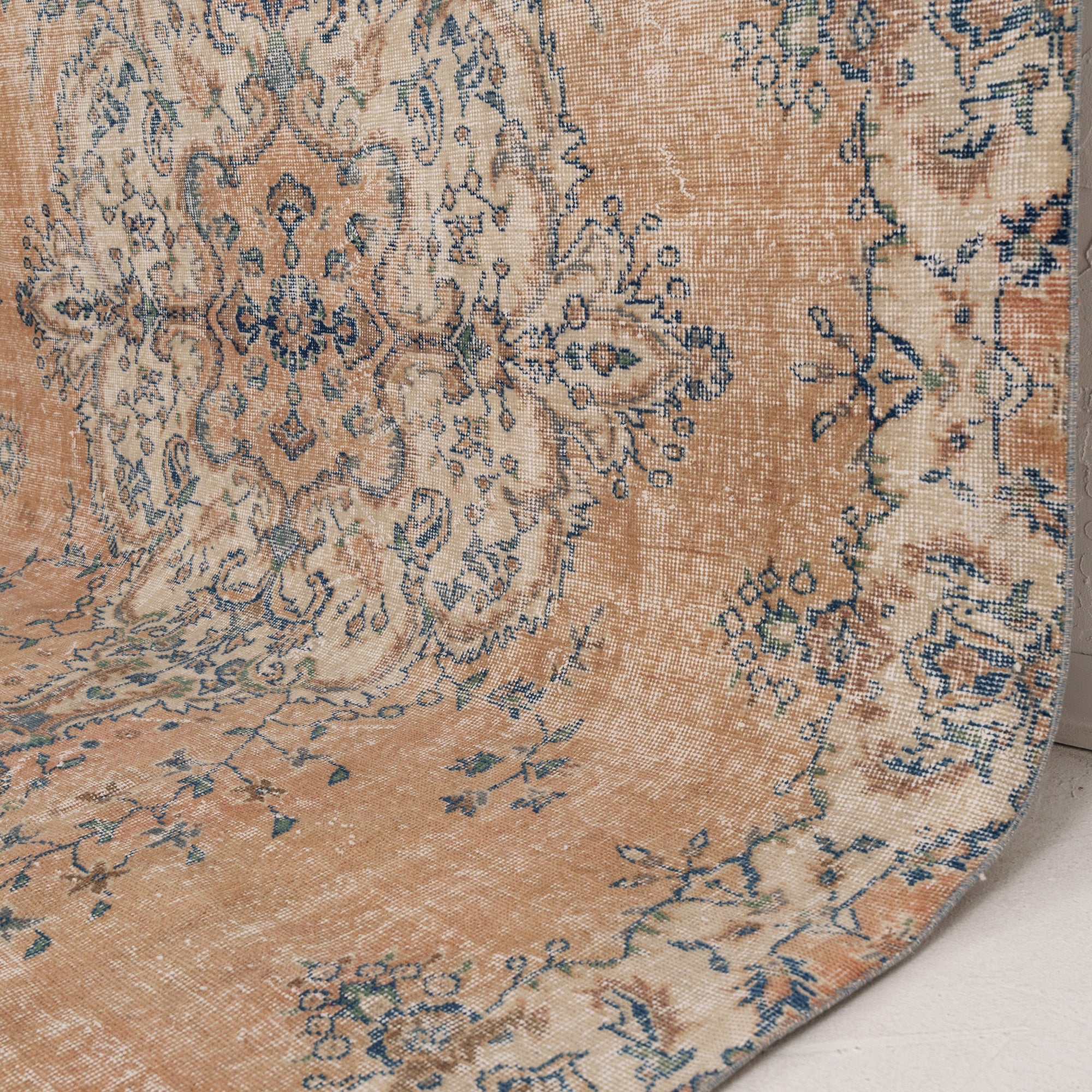 Orange and Blue Area Wool Rug