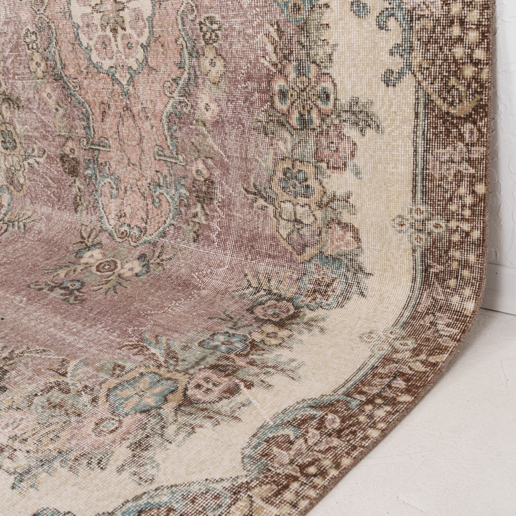 Purple and Beige Area Wool Rug