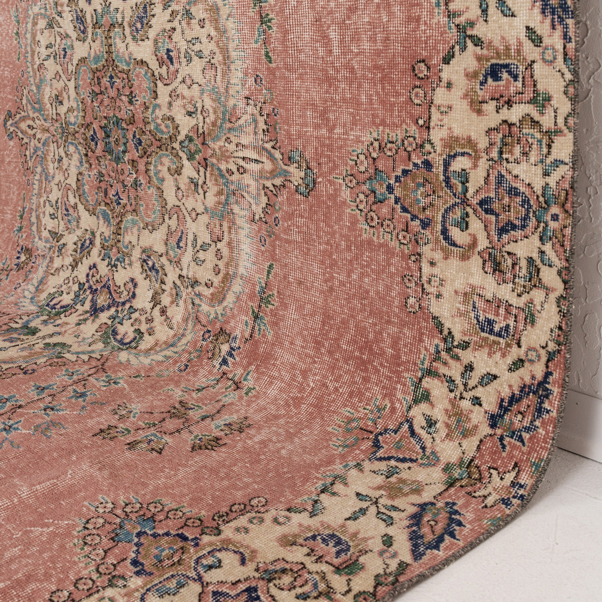Beige and Red Area Wool Rug