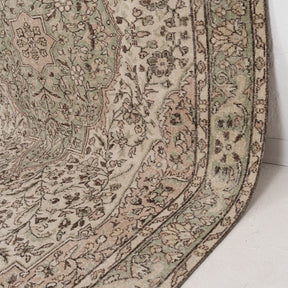 Beige and Green Area Wool Rug