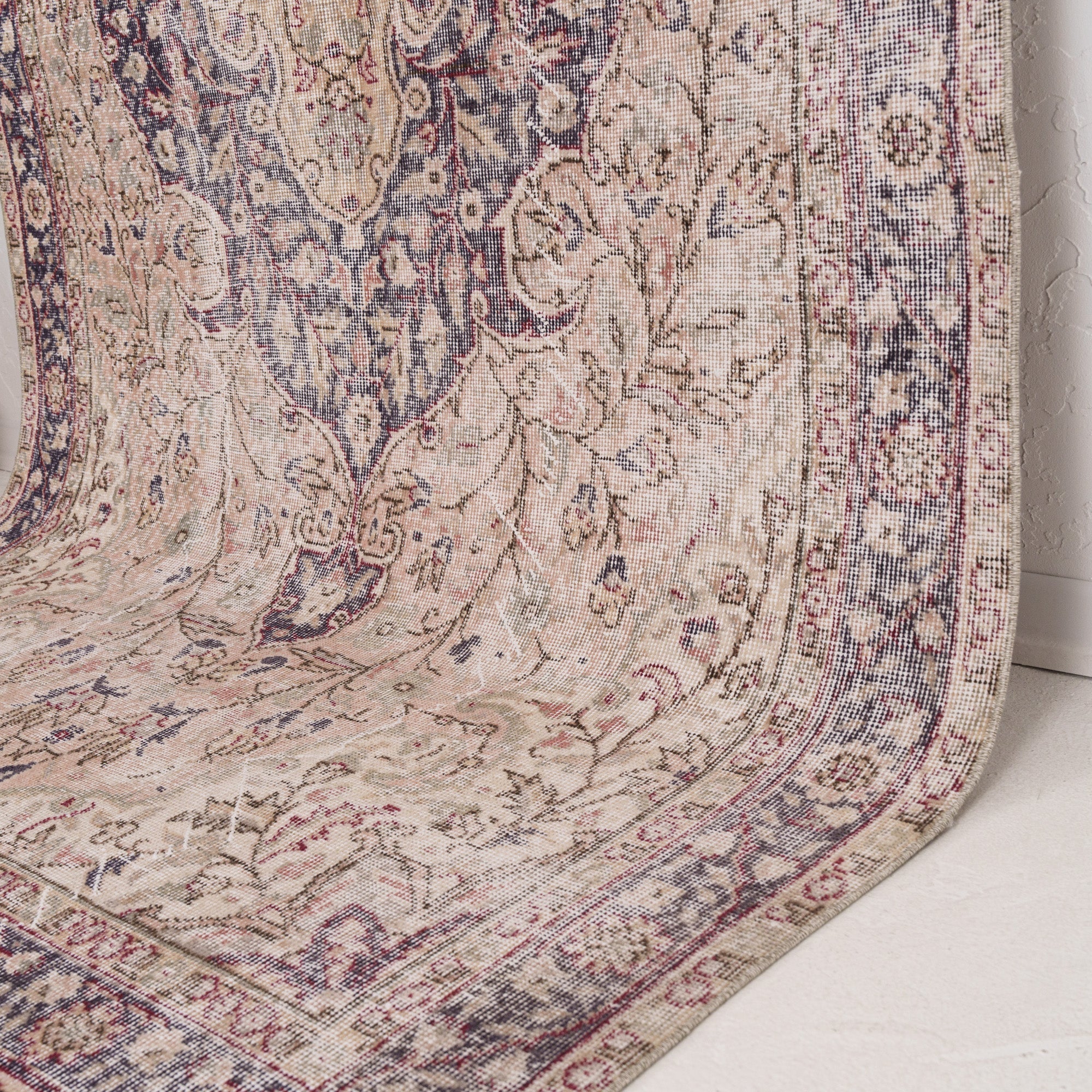 Beige and Blue Area Wool Rug