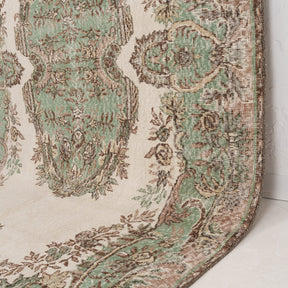 Beige and Green Area Wool Rug