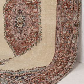 Beige and Red Area Wool Rug