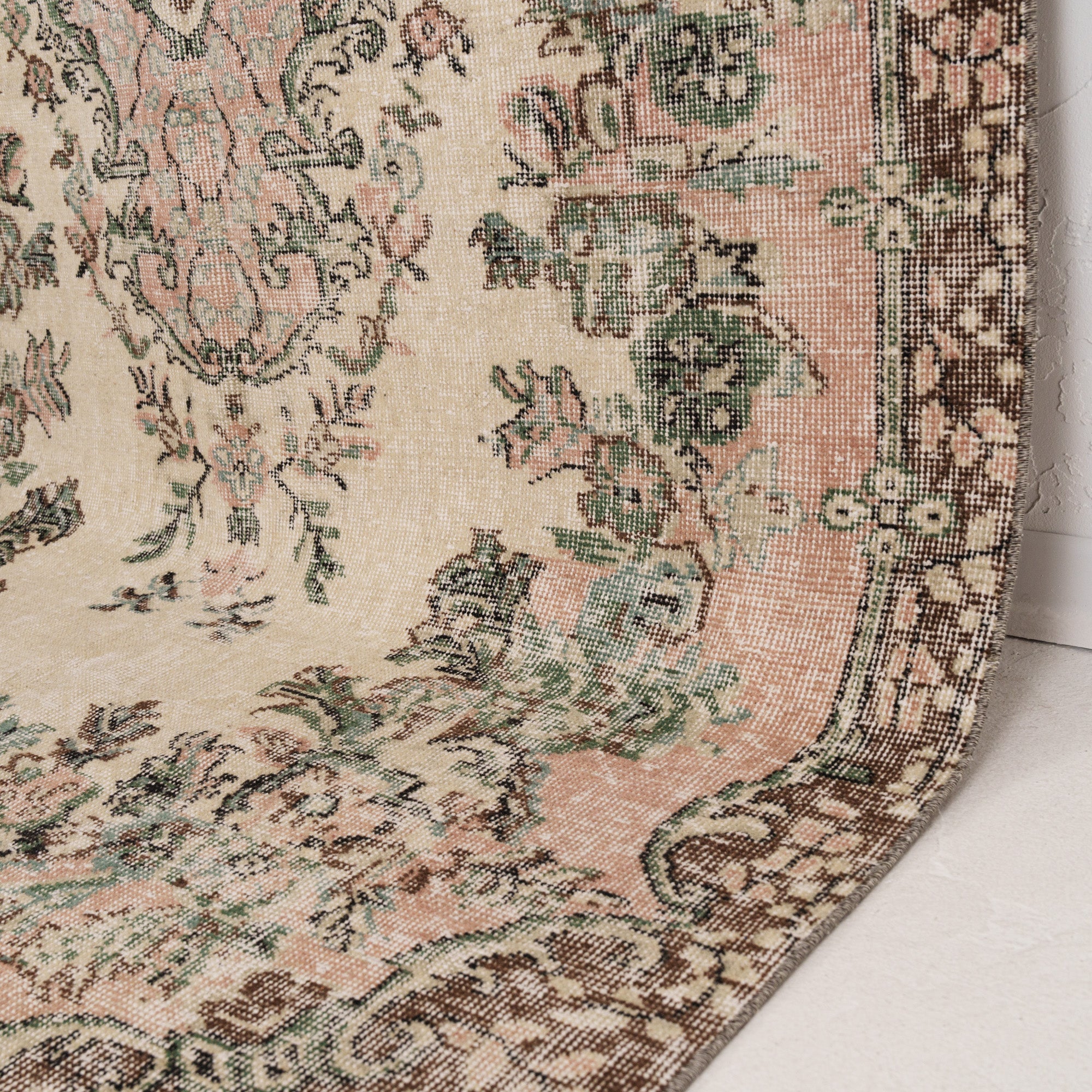 Beige and Pink Area Wool Rug