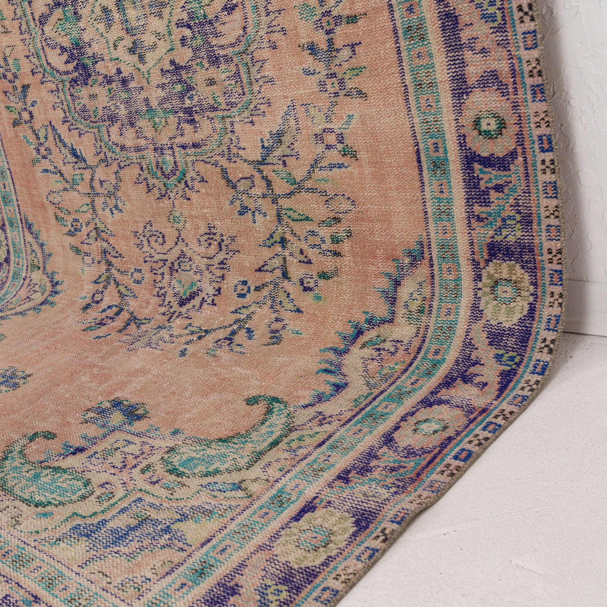 Orange and Blue Area Wool Rug