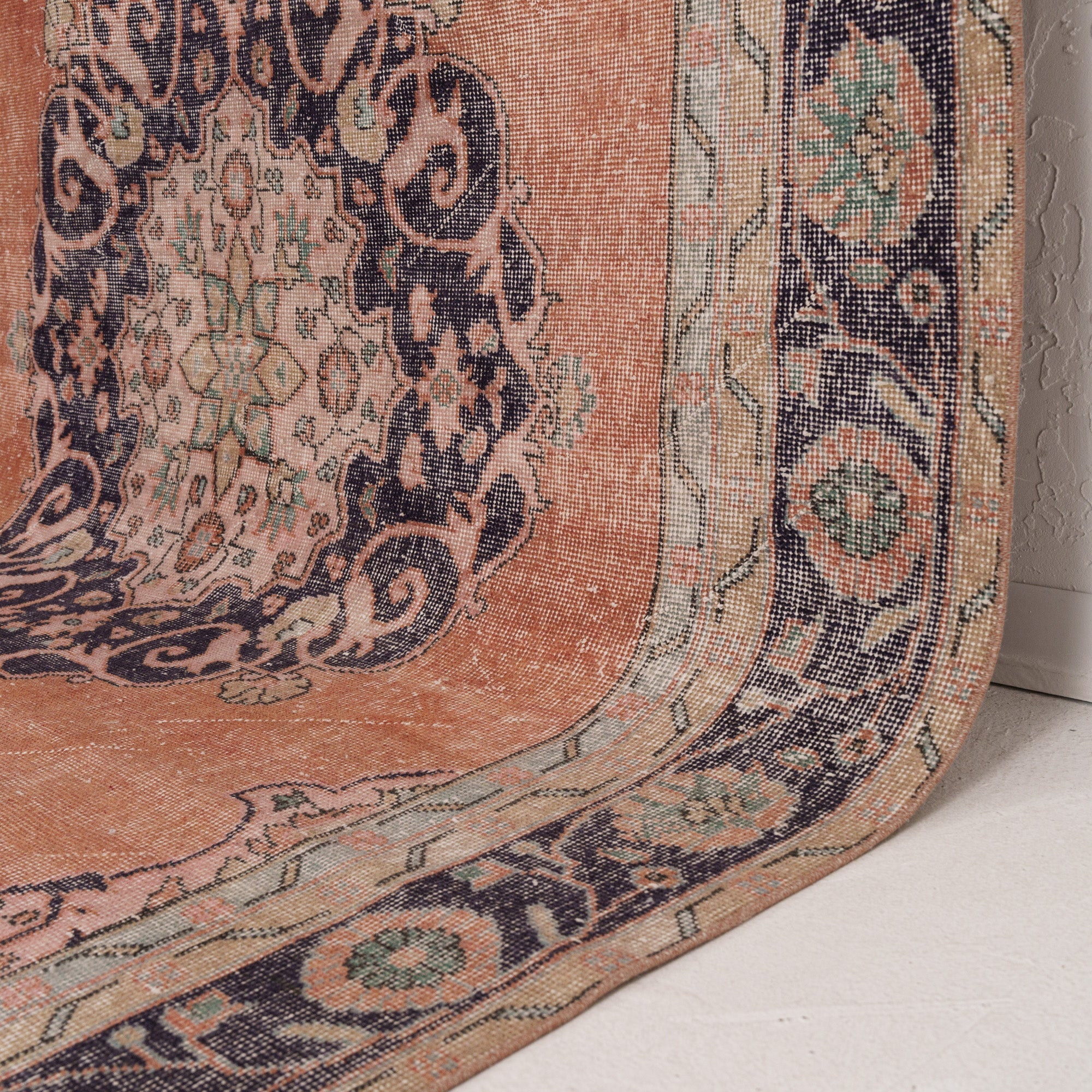Orange and Blue Area Wool Rug