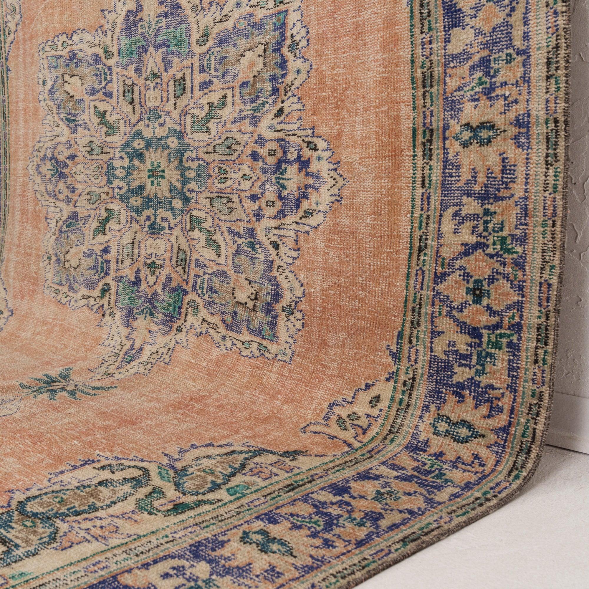Orange and Blue Area Wool Rug