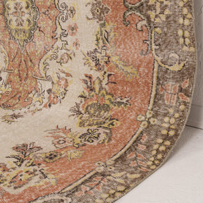 Beige and Orange Area Wool Rug
