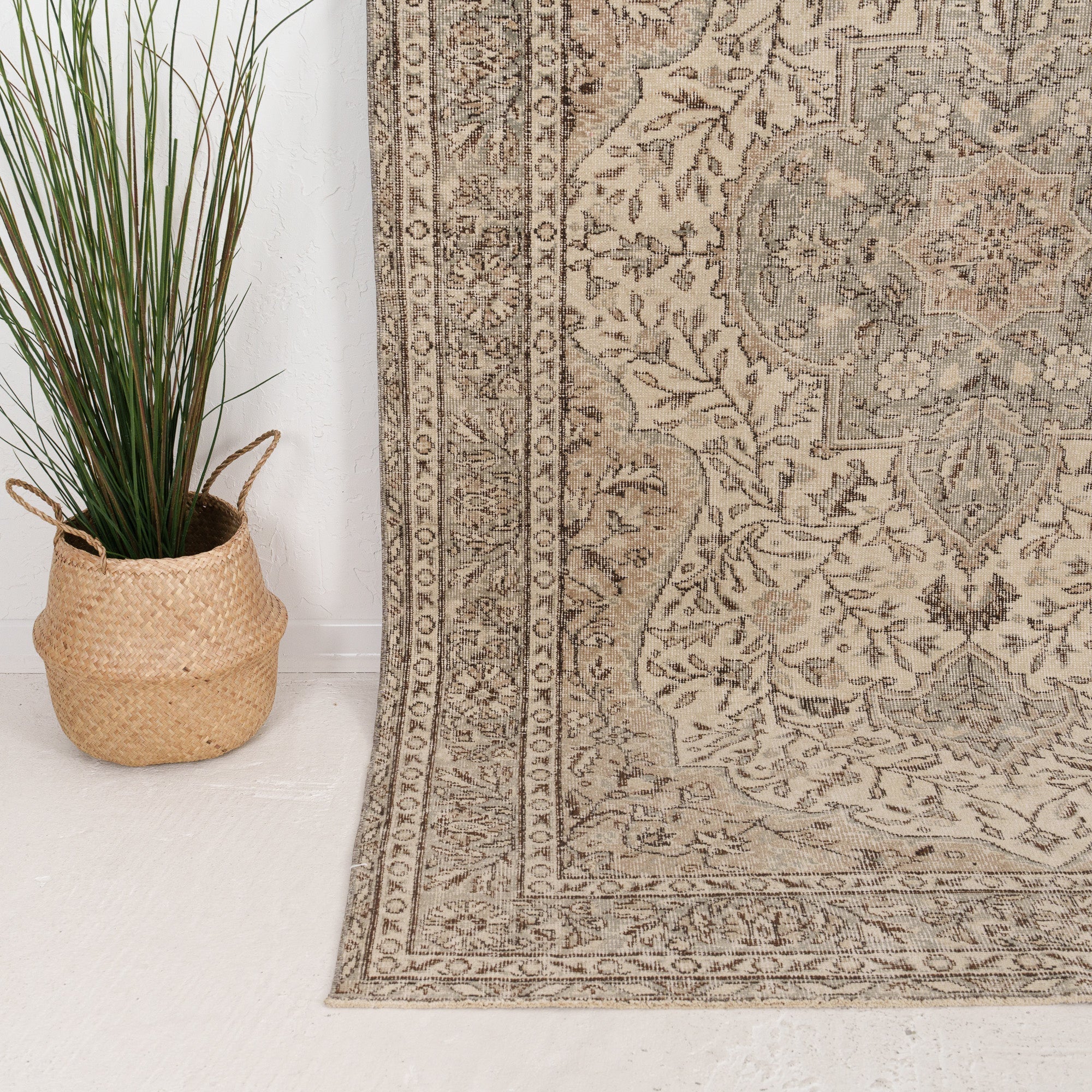Beige and Brown Area Wool Rug