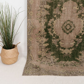 Pink and Green Area Wool Rug