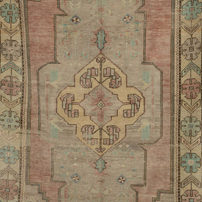 Authentic 4x9 runner rug from turkish, in subtle red tones