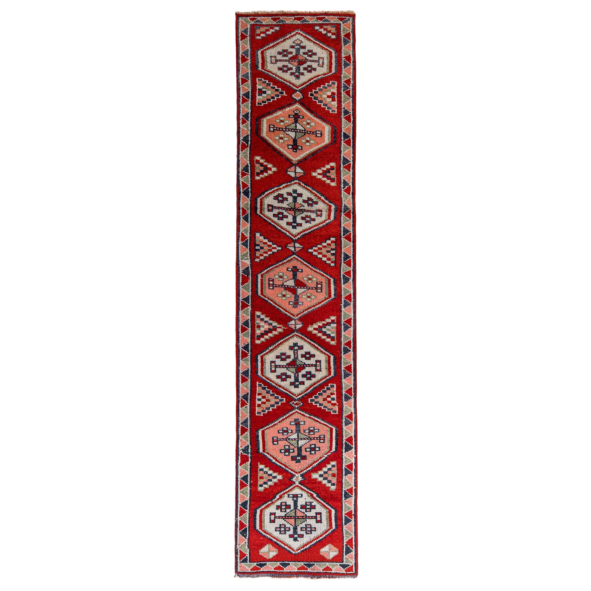 3' x 13' - Vintage Turkish Runner Rug, Red - Hollis | Kuden Rugs