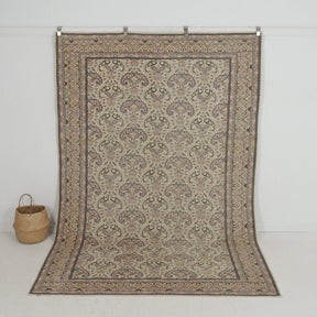 Handmade 6x10 area rug in beige, ideal for a cozy living room, bedroom, entryway, office, kitchen & dining