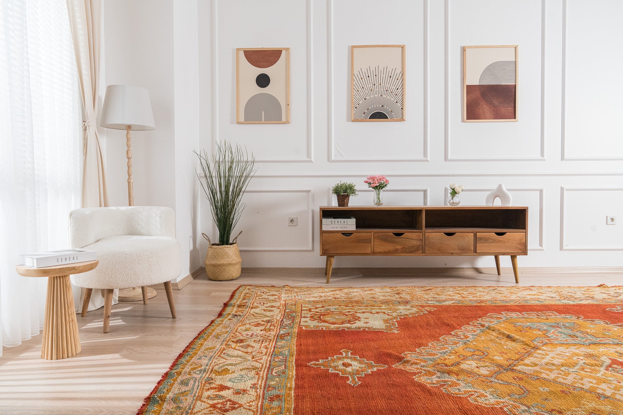 10' x 13' - Vintage Persian Area Rug, Orange - Pamina | Kuden Rugs