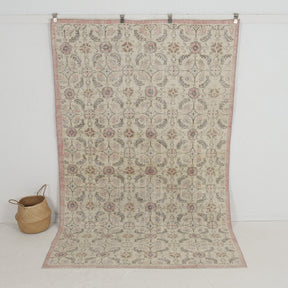 Handmade 6x9 area rug in beige, ideal for a cozy living room, bedroom, office, entryway, kitchen & dining