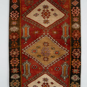 Handmade 3x6 runner rug in red, ideal for a cozy entryway, hallway, bedroom, kitchen, bathroom