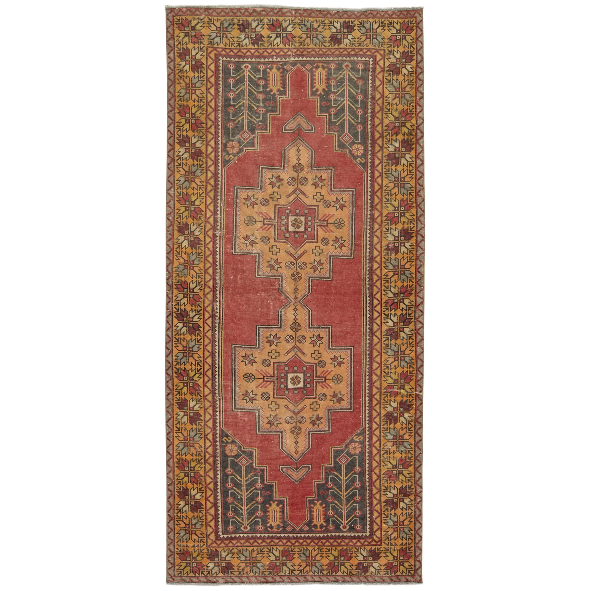 4' x 9' Vintage Turkish Area Rug, Pink - Vivette | Kuden Rugs