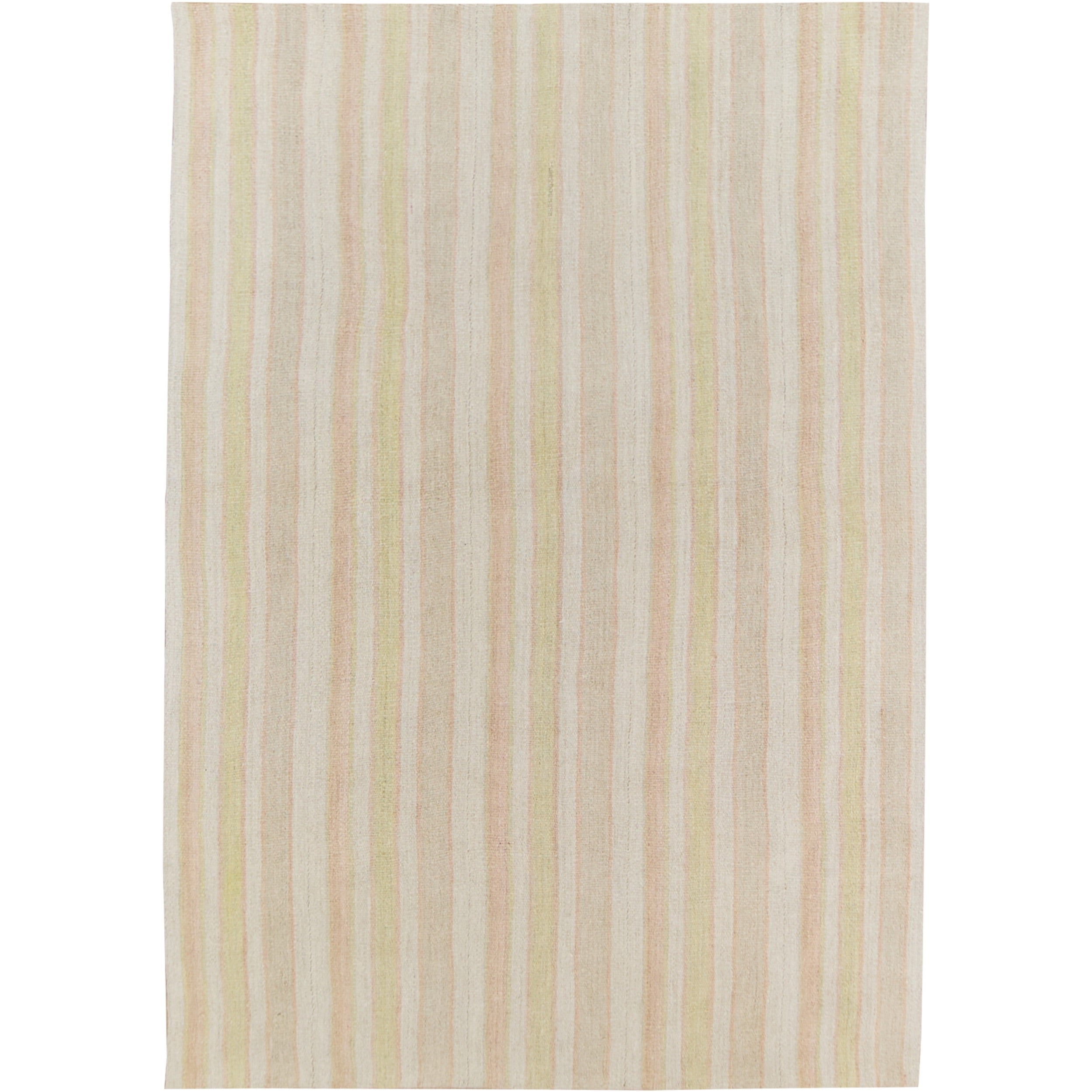 Yauvani: A Stunning White Vintage Turkish Hemp Kilim Rug with Stripes | Kuden Rugs