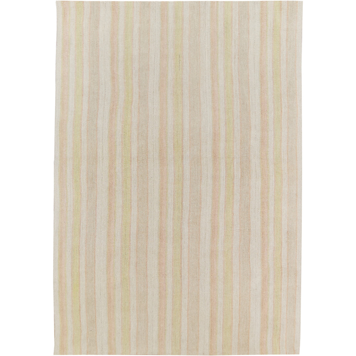 Yauvani: A Stunning White Vintage Turkish Hemp Kilim Rug with Stripes | Kuden Rugs