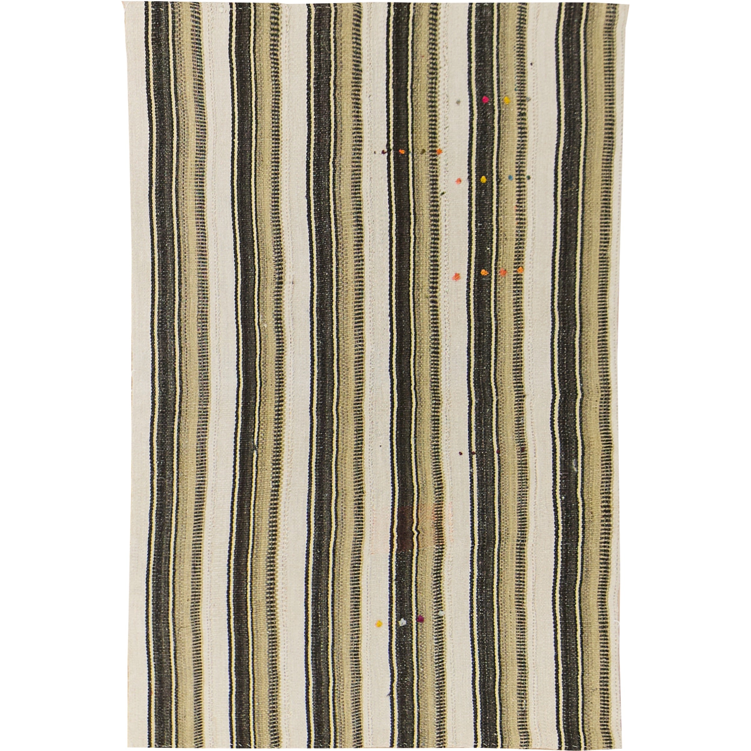 Yentel: A Charming Brown Vintage Turkish Hemp Kilim Rug with Stripes | Kuden Rugs