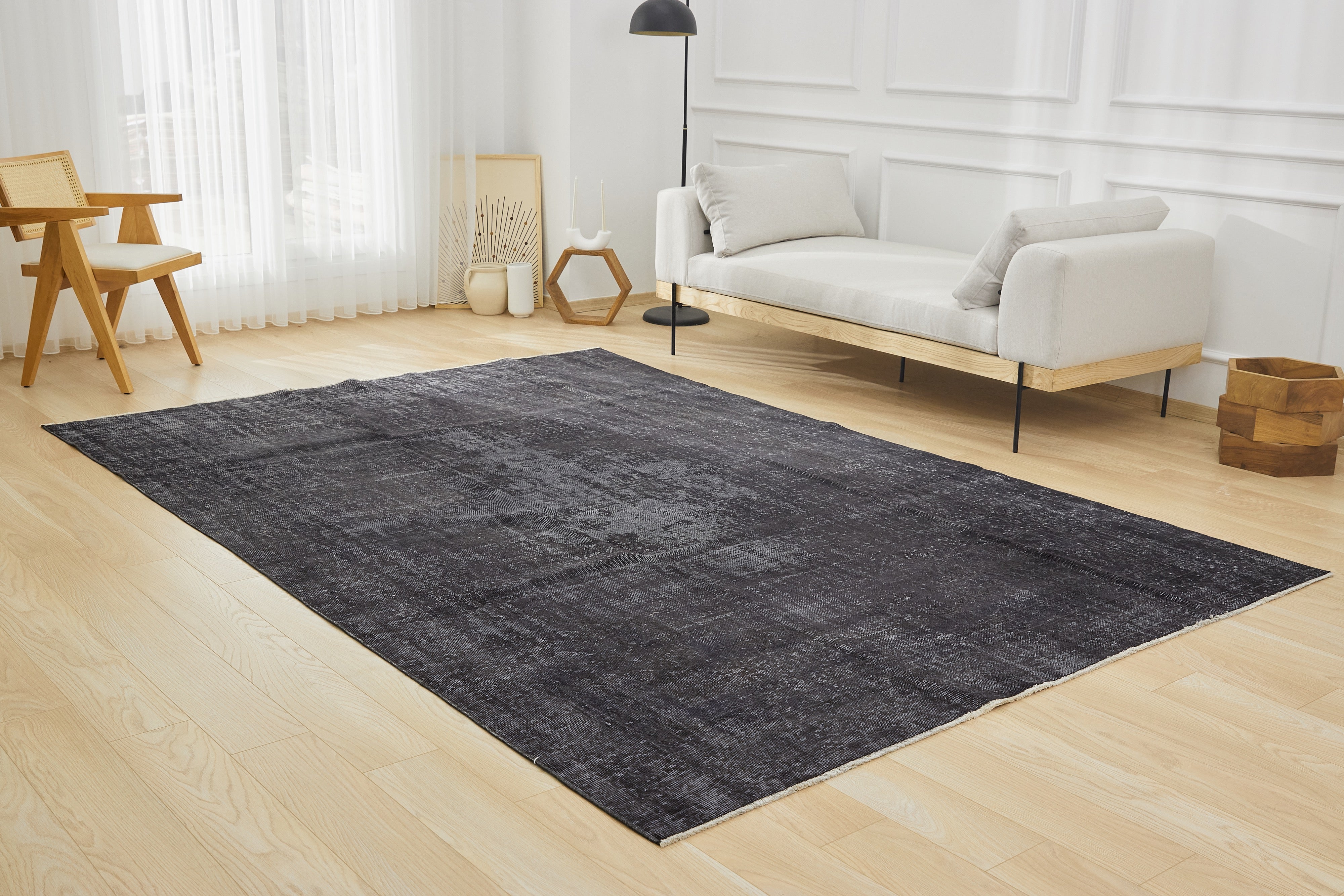 Black Overdyed Elegance - Yseult's Professional Carpet Artistry | Kuden Rugs