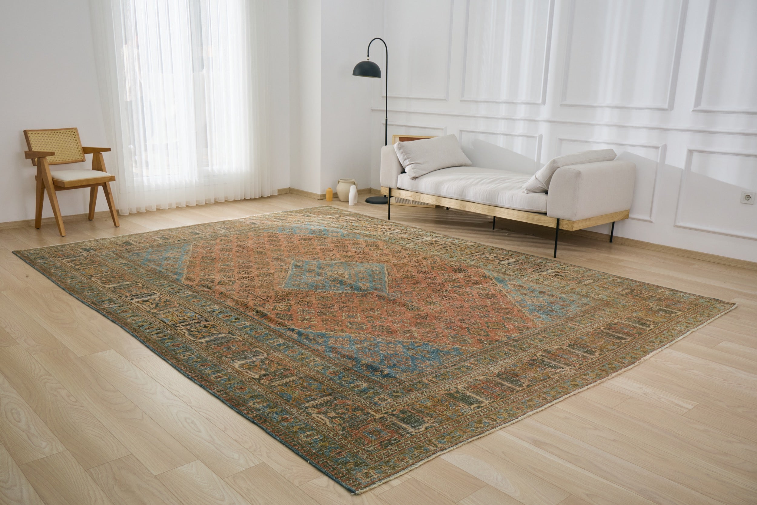 Zanda - Orange Medallion Pattern Sophistication | Kuden Rugs