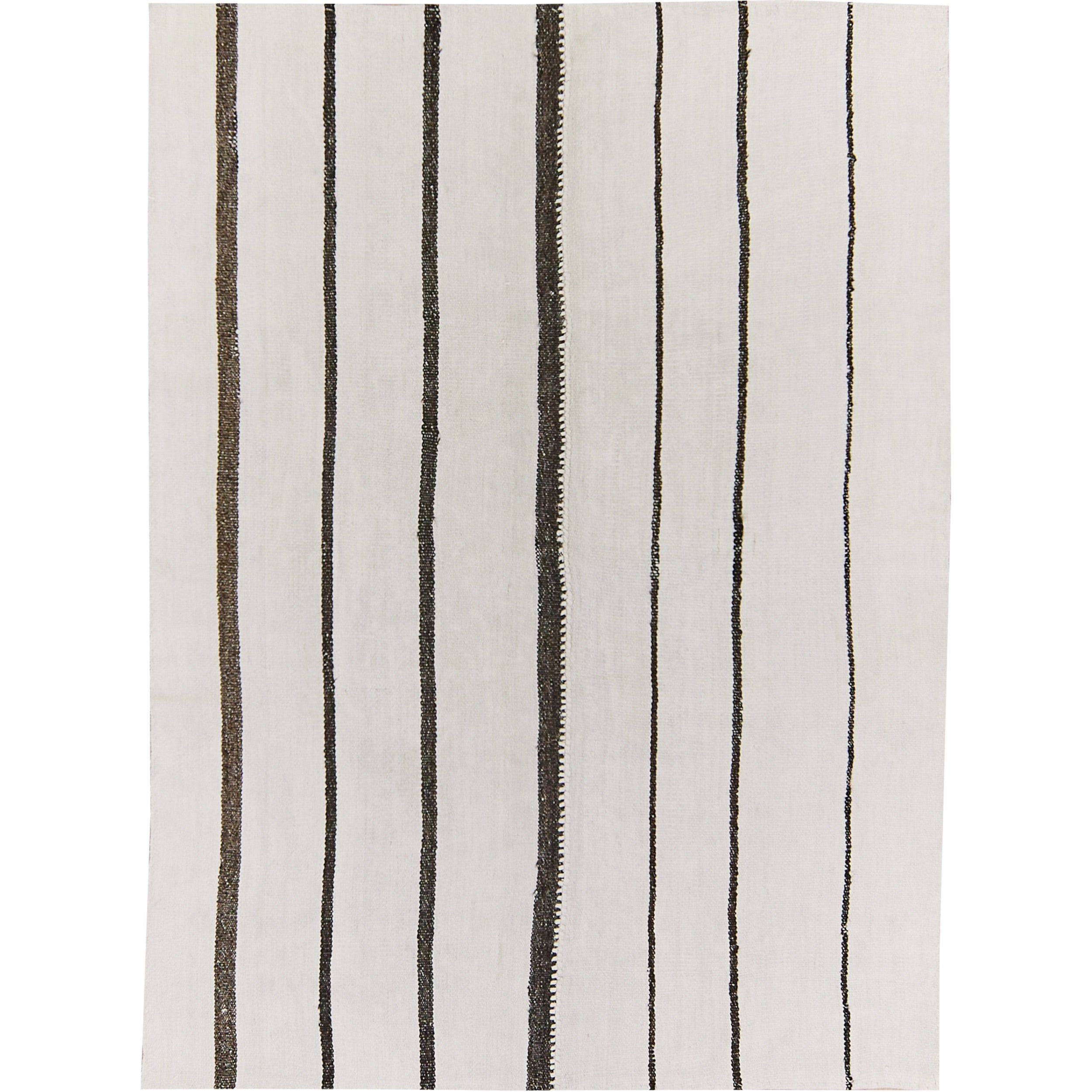 Zelenka: A Stunning White Vintage Turkish Hemp Kilim Rug with Stripes | Kuden Rugs