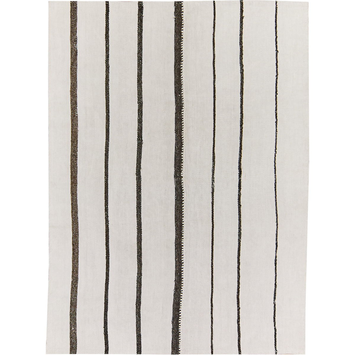 Zelenka: A Stunning White Vintage Turkish Hemp Kilim Rug with Stripes | Kuden Rugs