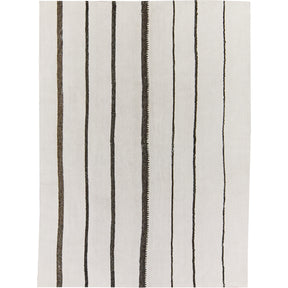 Zelenka: A Stunning White Vintage Turkish Hemp Kilim Rug with Stripes | Kuden Rugs