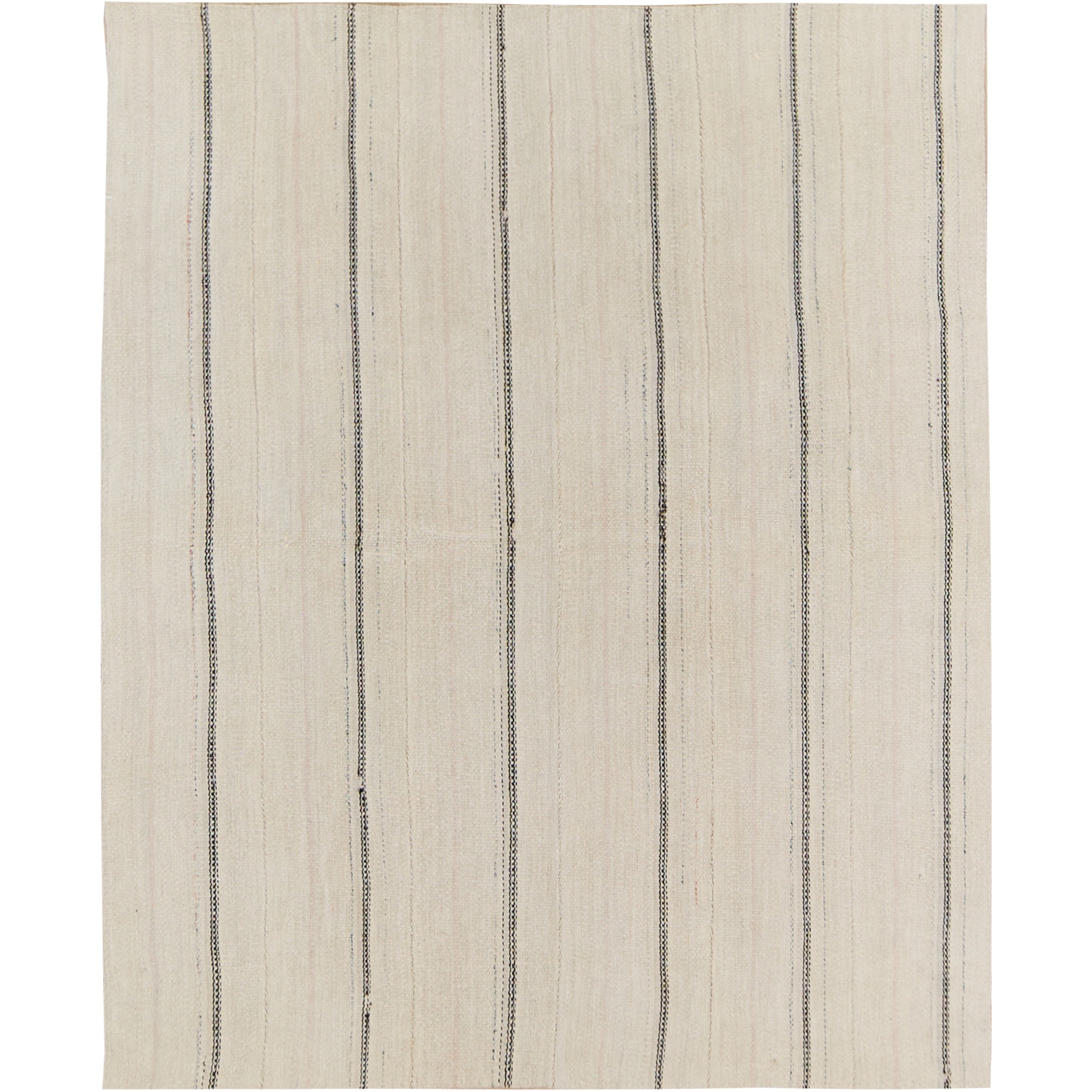 Zelpha: A Stunning White Vintage Turkish Hemp Kilim Rug with Stripes | Kuden Rugs