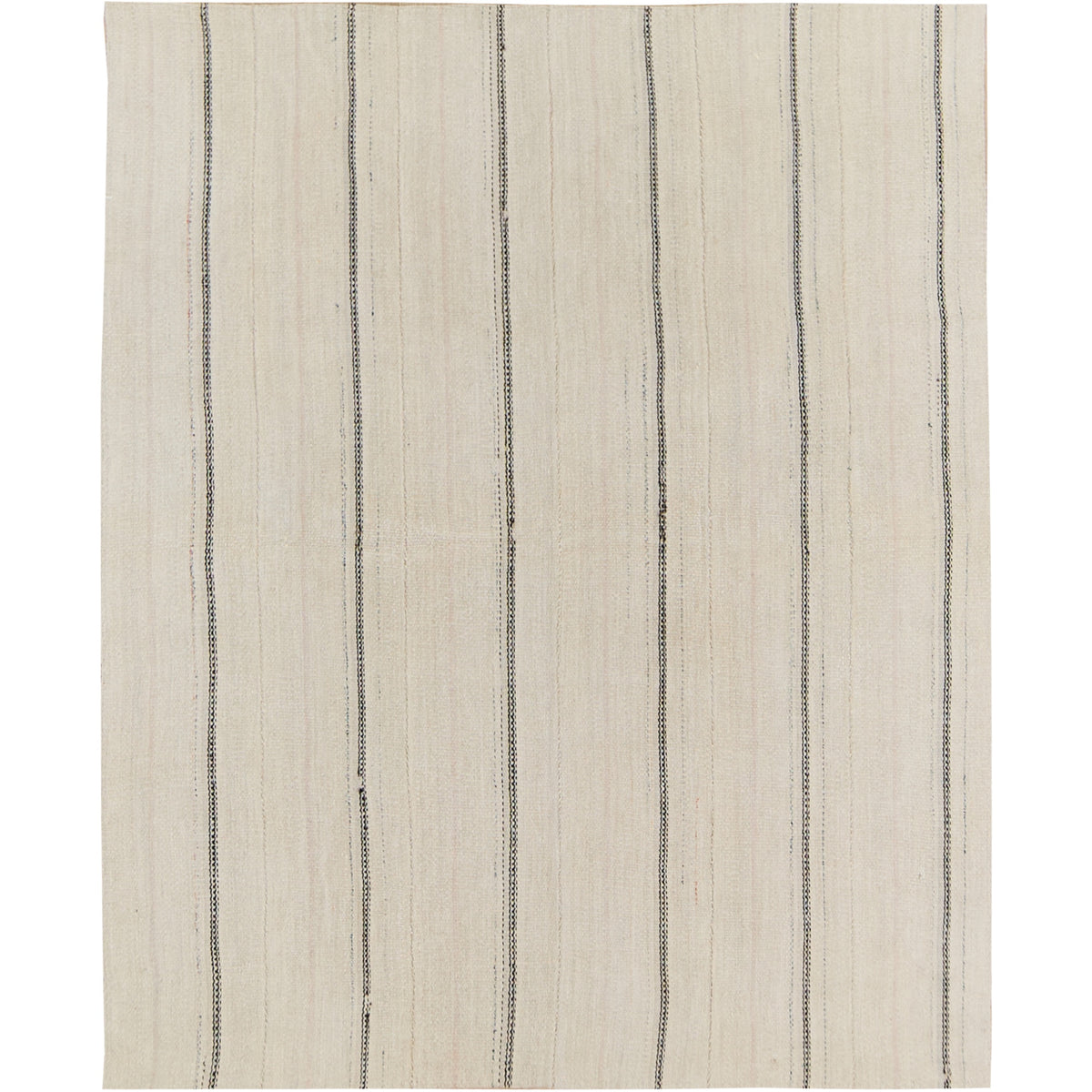 Zelpha: A Stunning White Vintage Turkish Hemp Kilim Rug with Stripes | Kuden Rugs