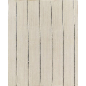 Zelpha: A Stunning White Vintage Turkish Hemp Kilim Rug with Stripes | Kuden Rugs