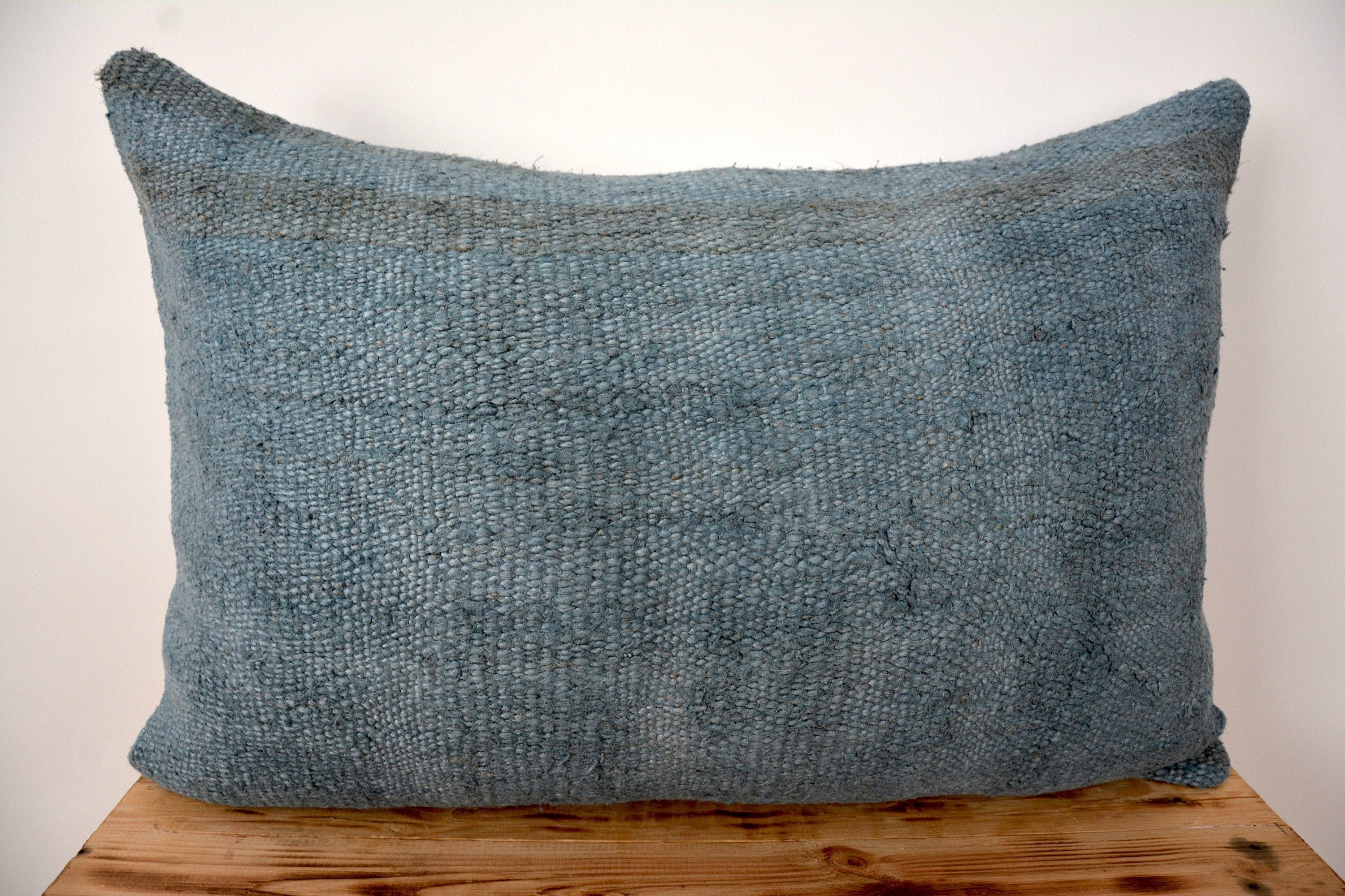 Coralie - Blue Hemp Pillow Cover