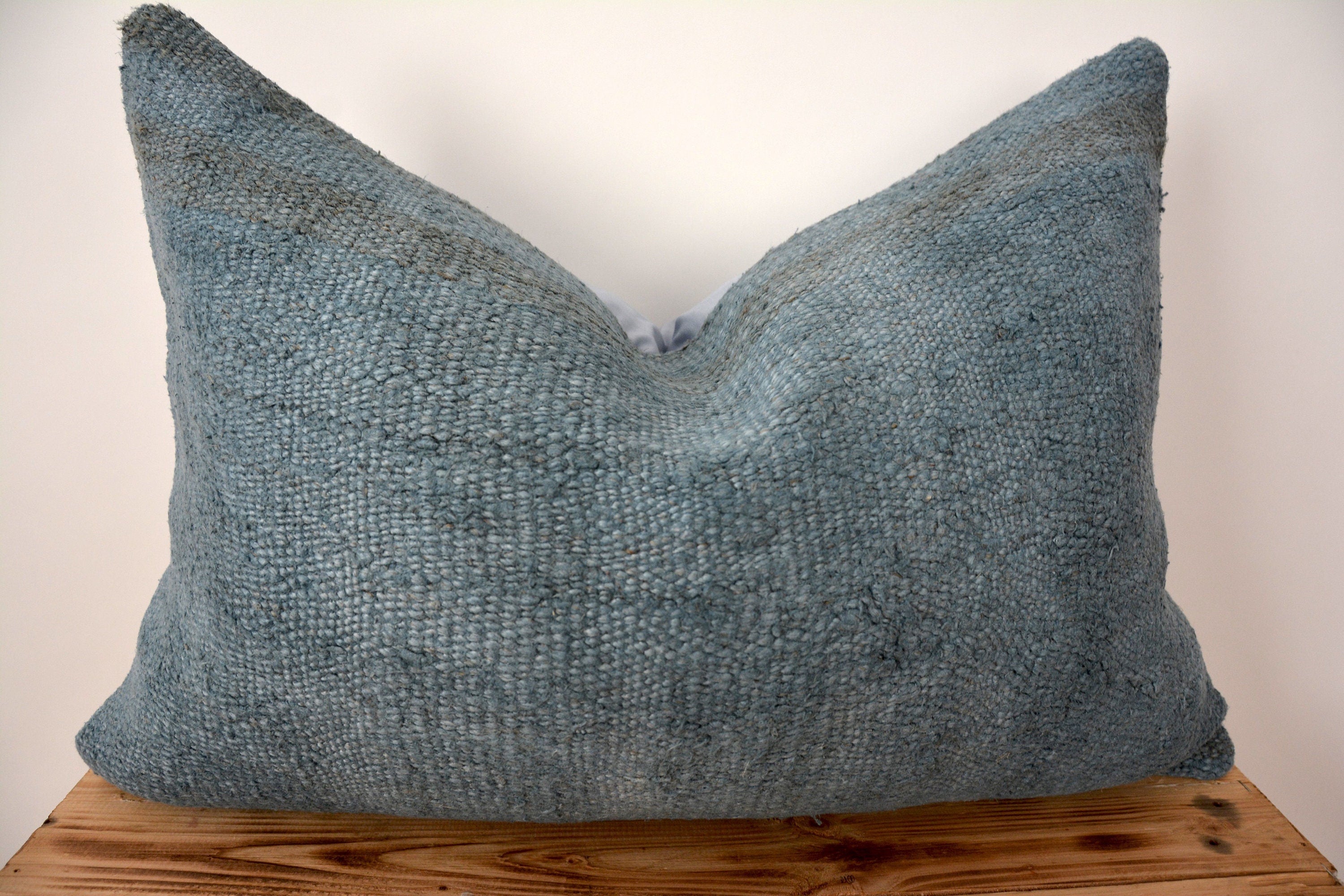 Coralie - Blue Hemp Pillow Cover