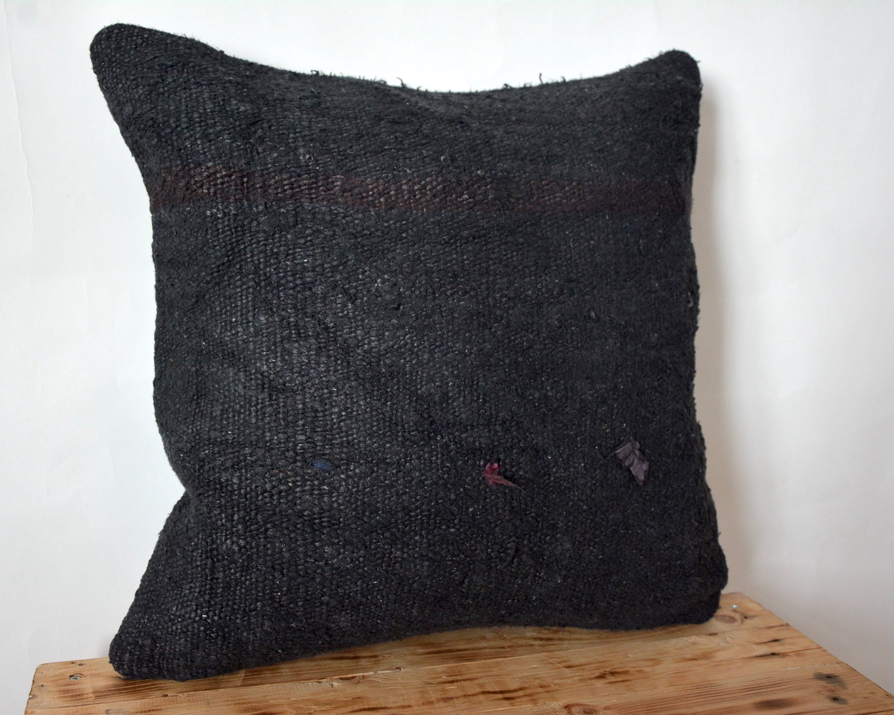 Ceana - Black Hemp Pillow Cover