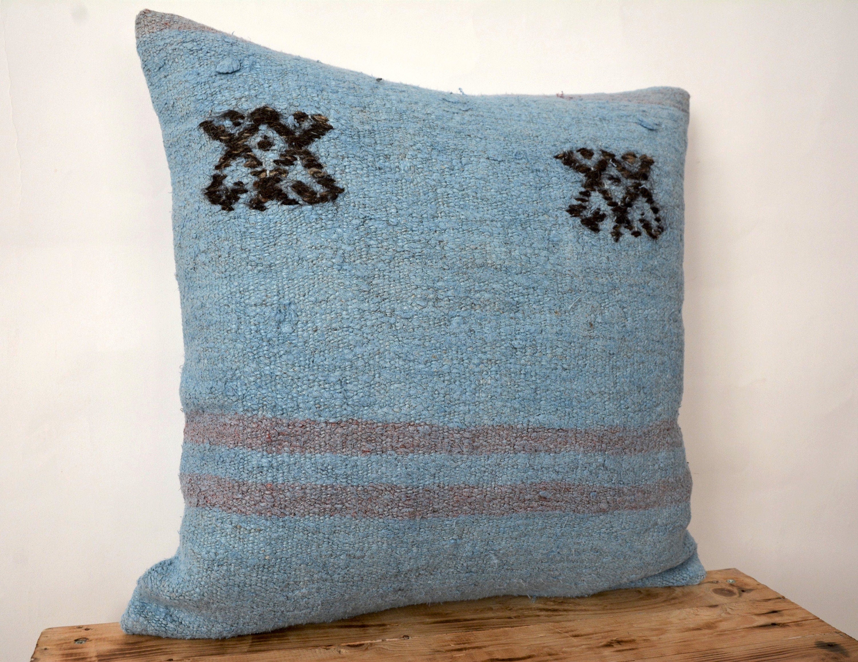 Circe - Blue Hemp Pillow Cover